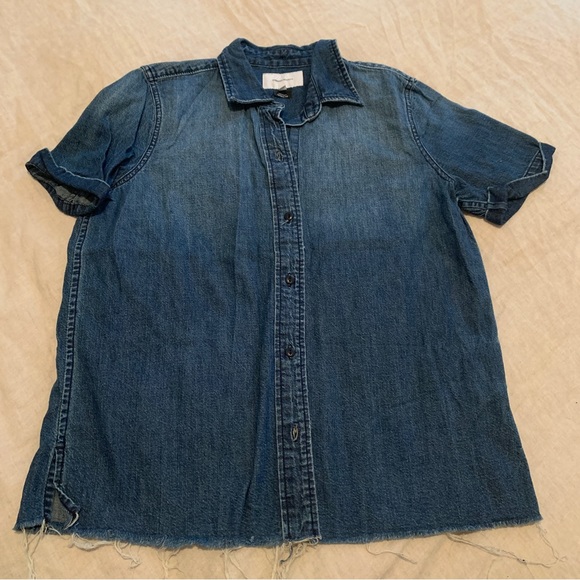 Current Elliot blue denim button up blouse - 2 -medium - Picture 2 of 13